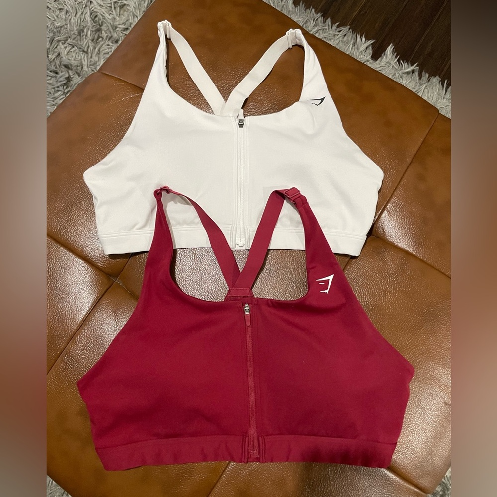 Gymshark White and Red Sports Bras